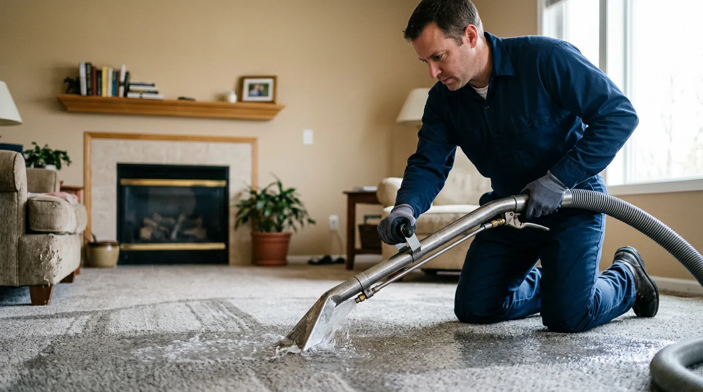 Water damage restoration technician working near Arcola, IN